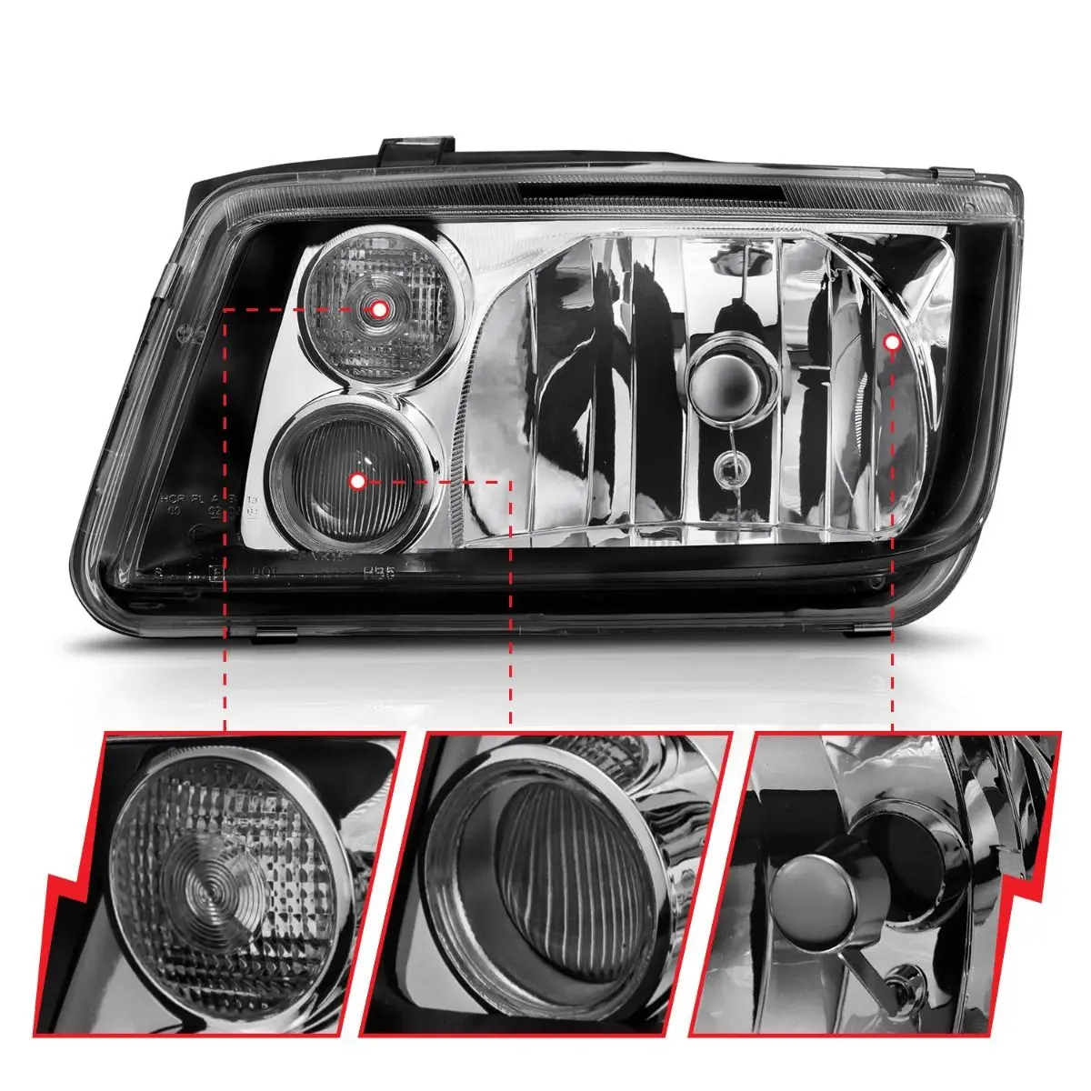 Anzo Vw Mk4 Jetta Crystal Headlights W/ Fog Lights 1