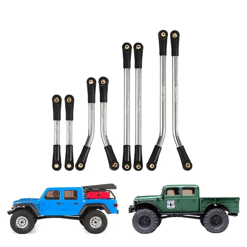 Injora 8Pcs Stainless Steel High Clearance 4 Links Set For Axial Scx24 Gladiator Power Wagon Silver 1
