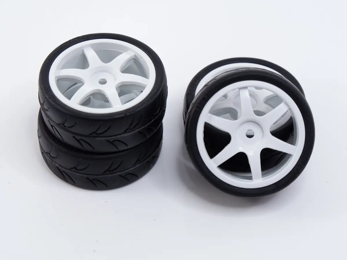 Usgt Non Belted Pre Glued Tires ( Six Spoke Wheel, White) (4) 1