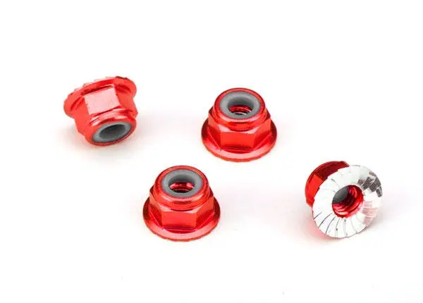 1747A Nuts 4Mm Flanged Nylon Locking Red 1