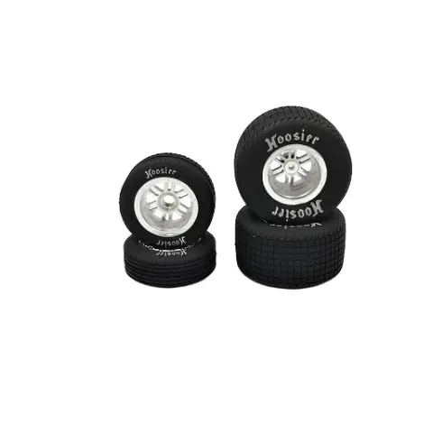 1Rc Fr/Rr Tires & Wheels, Silver Chrome, 1/18 Sprint (4) 1