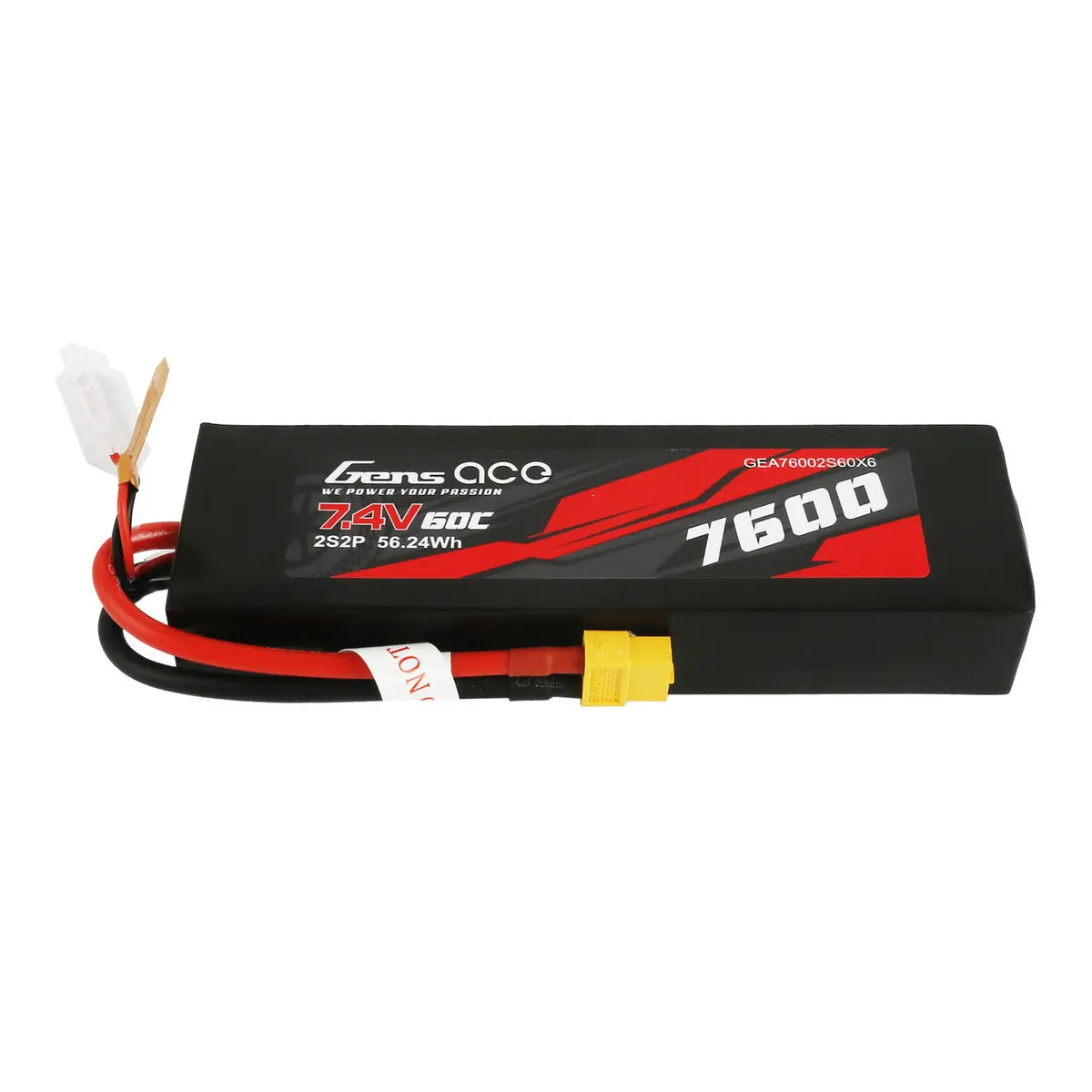 Gens Ace 7600Mah 7.4V 60C 2S2p Lipo Battery Pack With Xt60 Plug 1