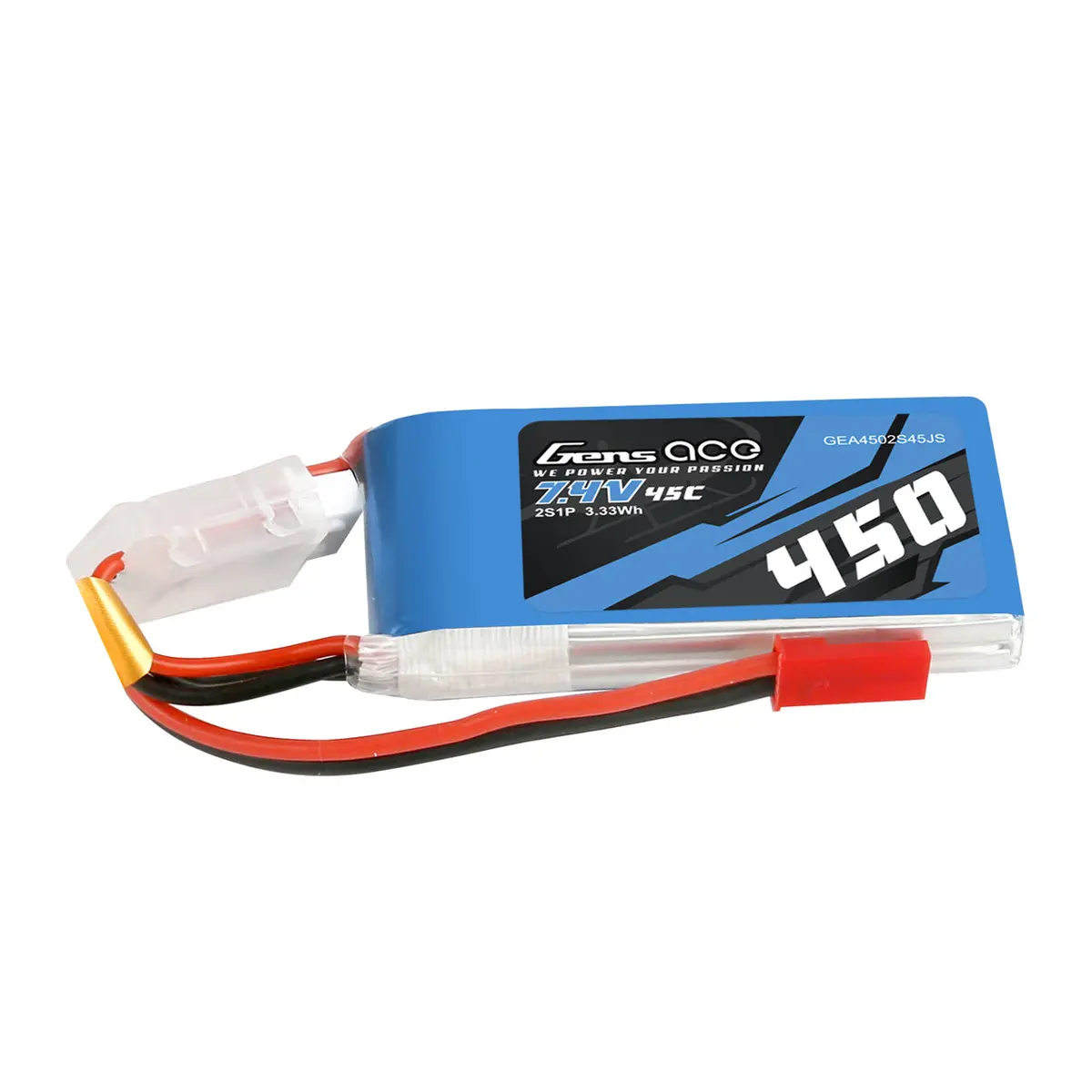 Gens Ace 450Mah 7.4V 45C 2S1p Lipo Battery Pack With Jst-Syp Plug 1