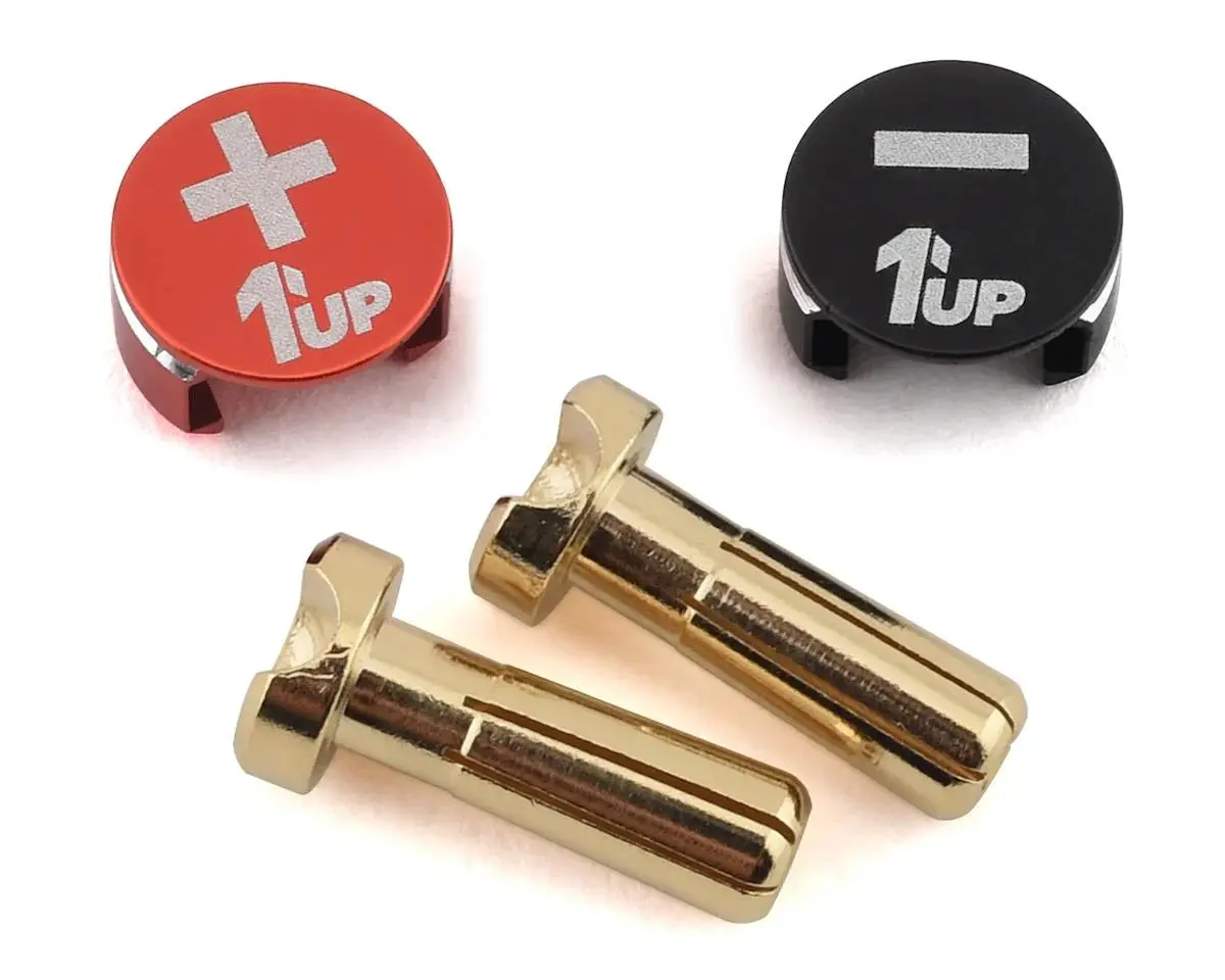 1Up Racing Lowpro Bullet Plug Grips W/4Mm Bullets (Black/Red) 1
