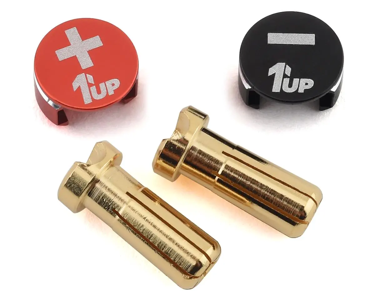 1Up Racing Lowpro Bullet Plug Grips W/5Mm Bullets (Black/Red) 1