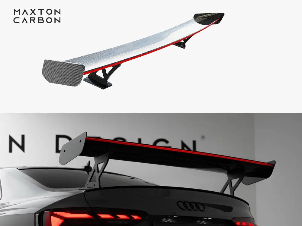 Maxton Design Carbon Spoiler W/ External Brackets Uprights V1 + Led - Audi B9 A5 / S5 / Rs5 Coupe 1