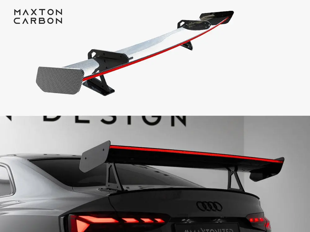 Maxton Design Carbon Spoiler W/ Upper Swan Mounting + Led - Audi B9 A5 / S5 / Rs5 Coupe 1