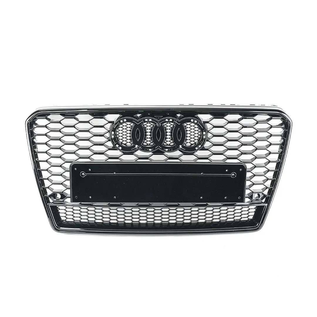 Rs7 Style Grille - 4G Pre-Facelift A7/S7 - Black With Black Frame - Silver Quattro 1
