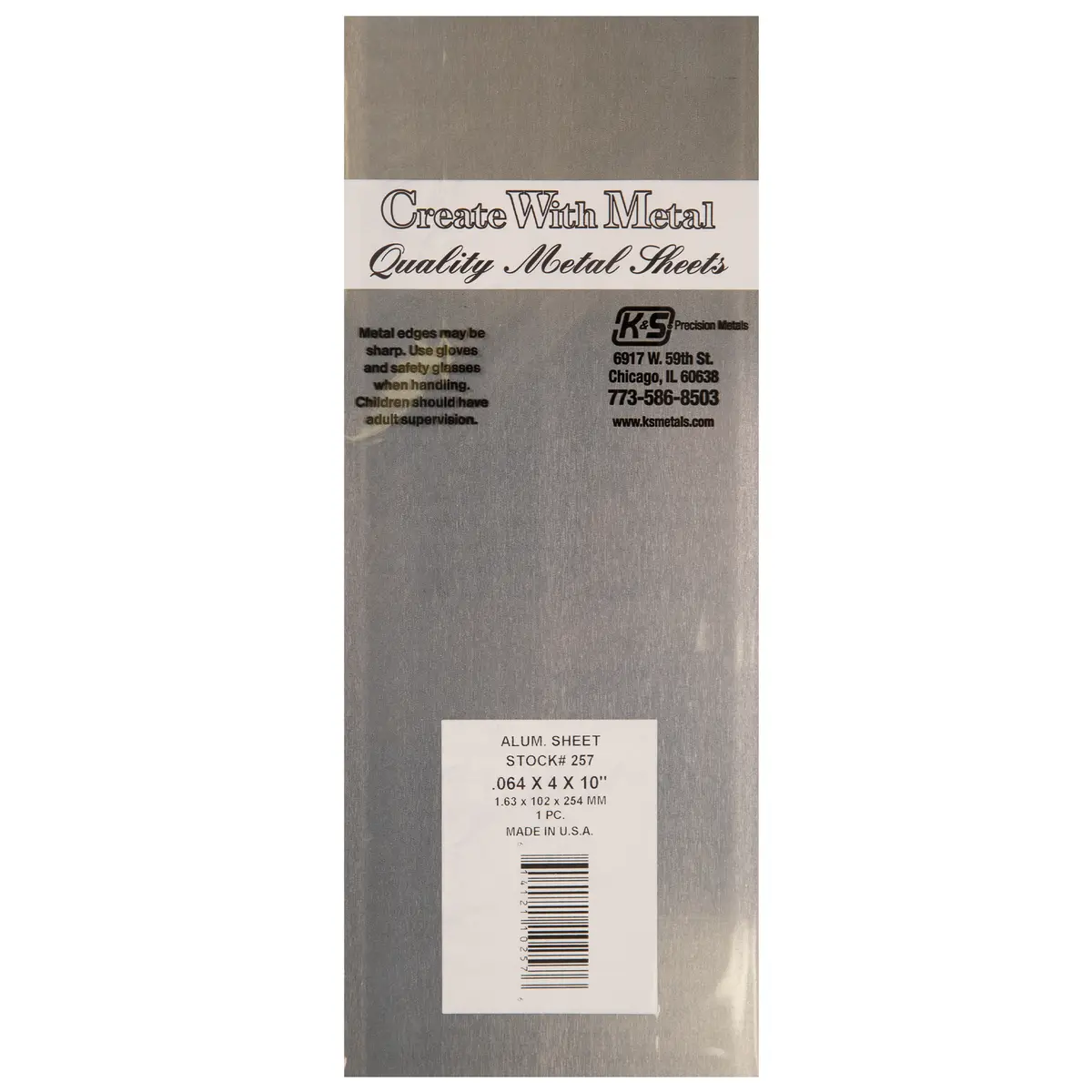 Aluminum Sheet: .064" Thick X 4" Wide X 10" Long (1Pc) 1