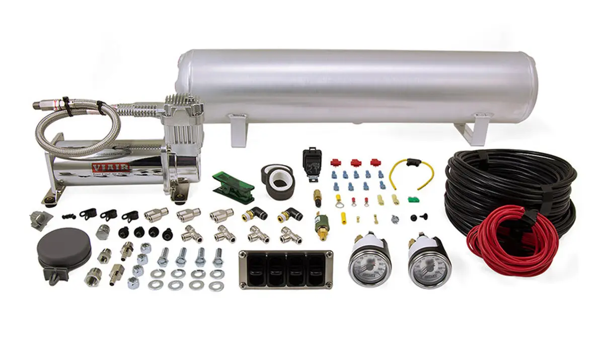 Air Lift Performance 4-Way Manual Control System (1/4" Air Lines, 4 Gallon Tank, Viair 444 Compressor) 1