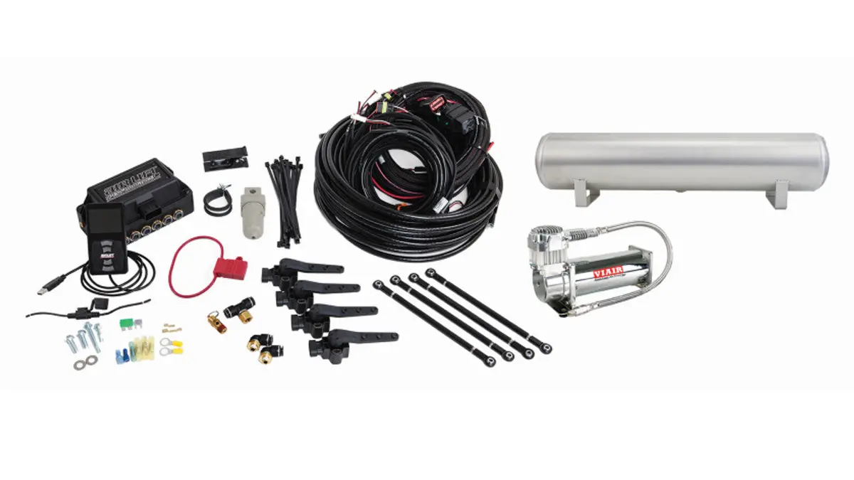 Air Lift Performance 3H Air Management (1/4" Air Line, 4 Gallon 5-Port Lightweight Raw Aluminum Tank, Viair 444C Compressor) 1