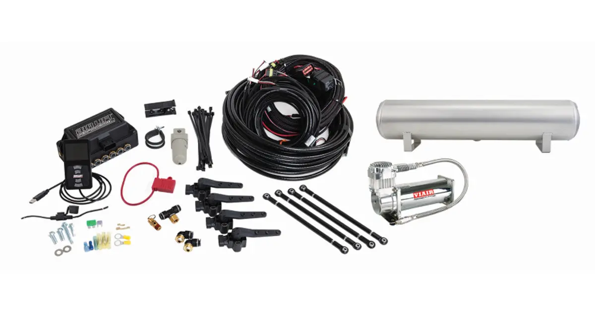Air Lift Performance 3H Air Management (3/8" Air Line, 4 Gallon 5-Port Lightweight Raw Aluminum Tank, Viair 444C Compressor) 1