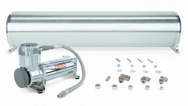 Air Lift Performance 28" Flo Tank W/ Viair 444C Compressor, 1/4" & 3/8" Fittings And Tank Mounting Hardware 1