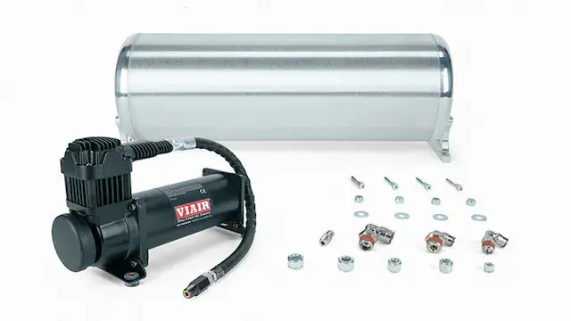 Air Lift Performance 18" Flo Tank W/ Viair 444C Black Compressor, 1/4" & 3/8" Fittings And Tank Mounting Hardware 1