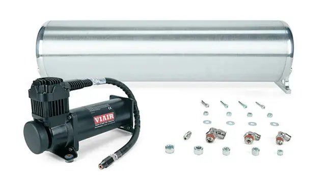 Air Lift Performance 24" Flo Tank W/ Viair 444C Black Compressor, 1/4" & 3/8" Fittings And Tank Mounting Hardware 1