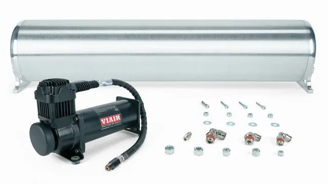 Air Lift Performance 28" Flo Tank W/ Viair 444C Black Compressor, 1/4" & 3/8" Fittings And Tank Mounting Hardware 1