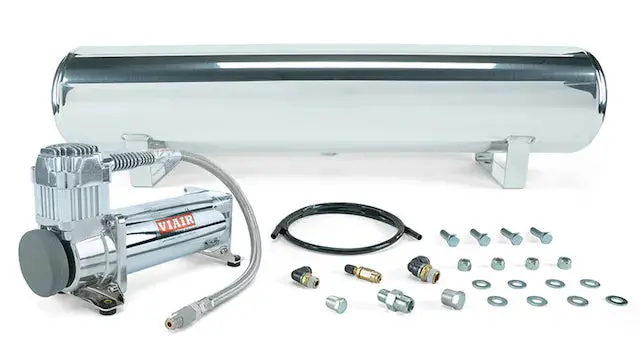 Air Lift Performance 4 Gal. Polished Tank W/ Viair 444C Chrome Compressor, 1/4" & 3/8" Fittings & Tank Mounting Hardware 1