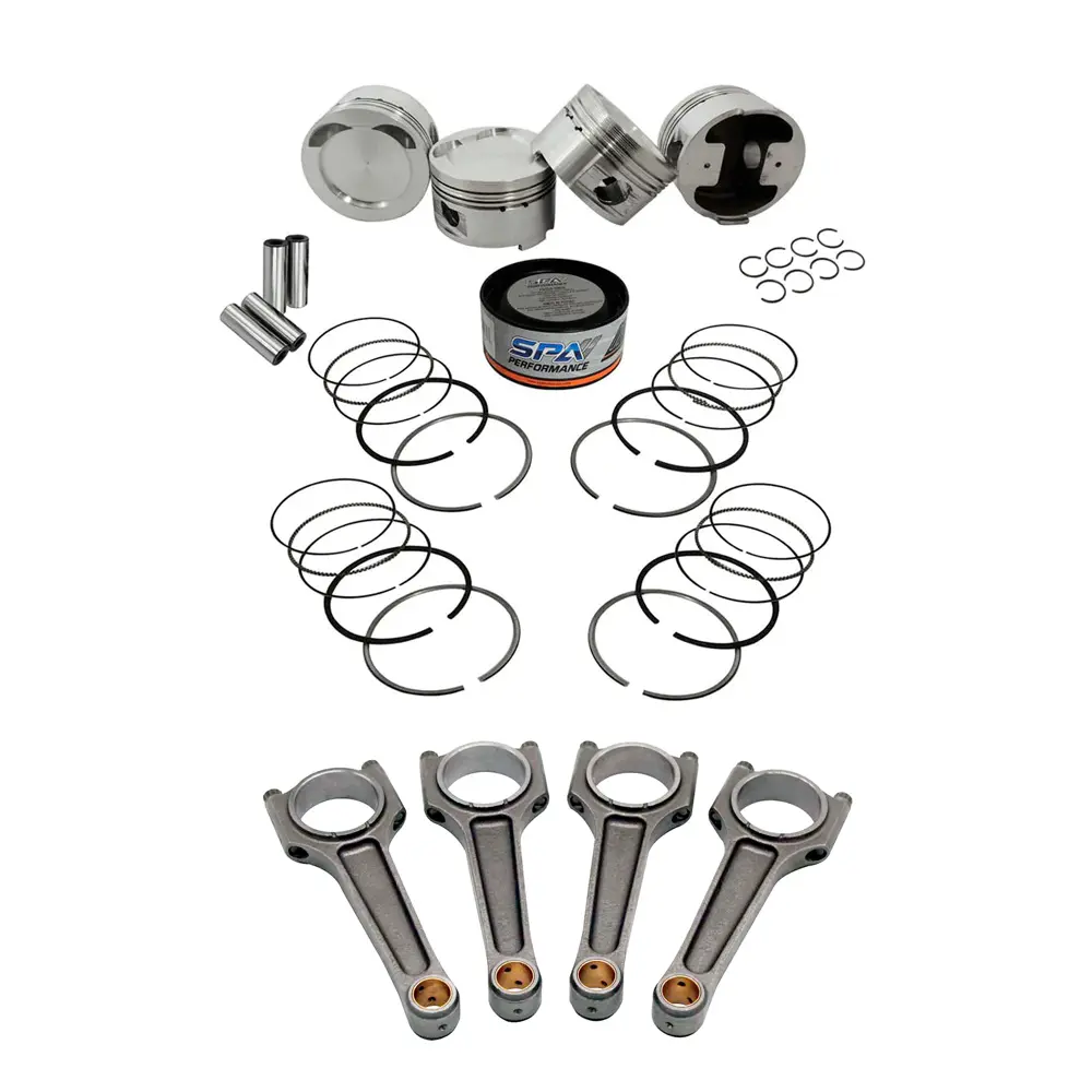 Spa Turbo Forged Piston And Rings Set 83.5Mm Vw 2.0L 16V Abf + Vw 159Mm X 20Mm High Performance Steel Basic Connecting Rod Set 3/8" Bolt (1000Hp) 1