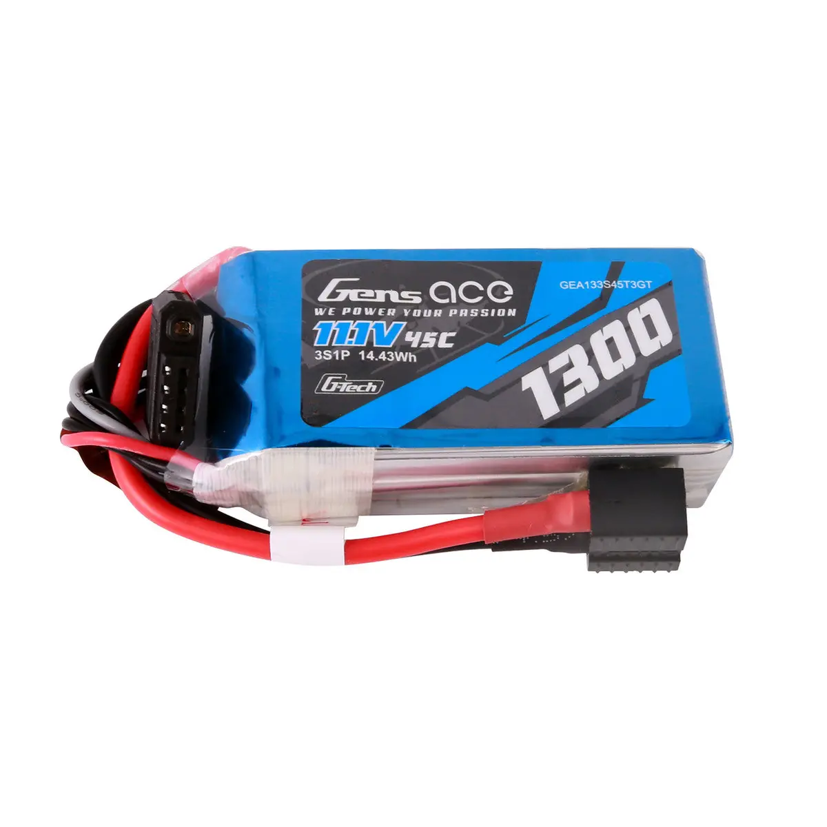 Gens Ace G-Tech11.1V 45C 3S1p 1300Mah Lipo Battery Pack With Ec3 And Deans Adapter 1