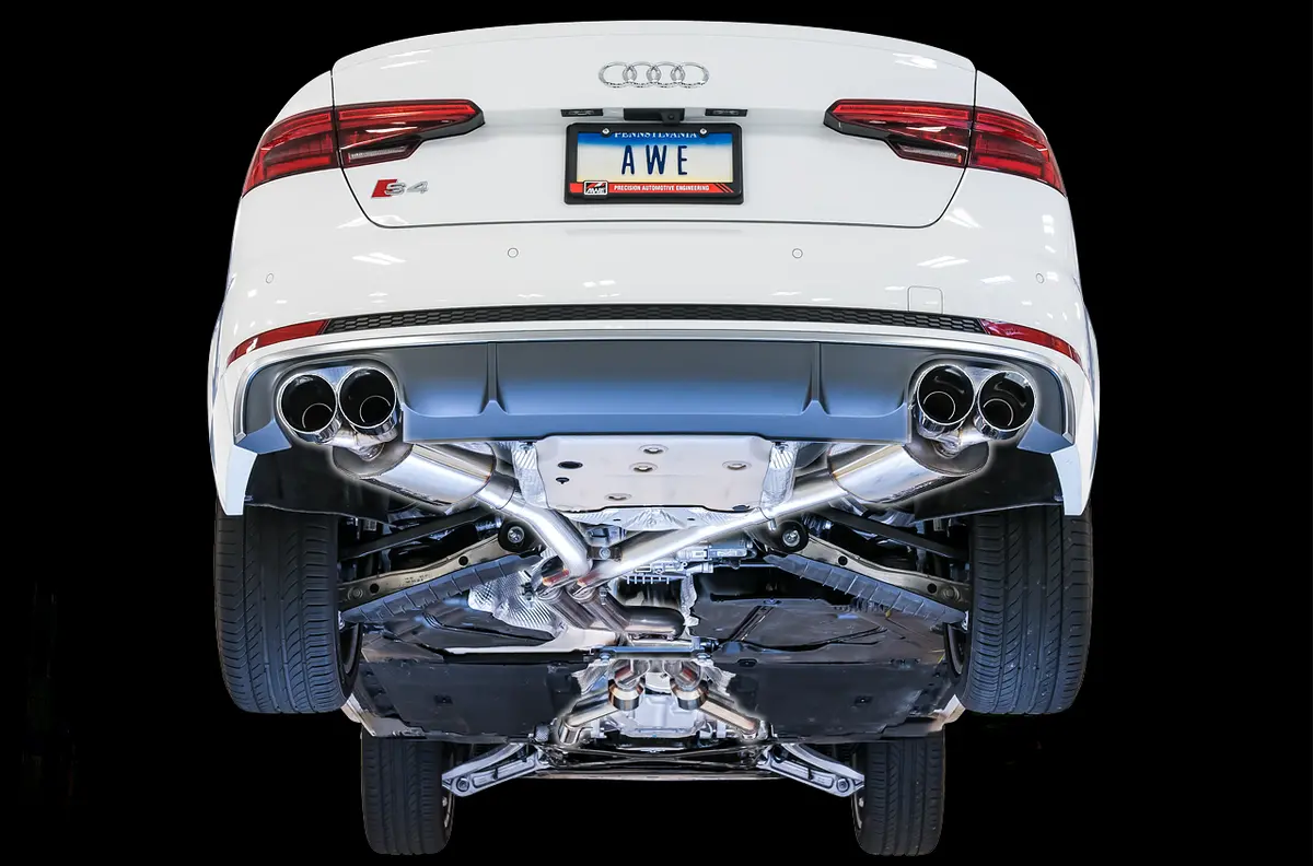 Awe Touring Edition Exhaust For Audi B9 S4 - Chrome Silver 102Mm Tips 1