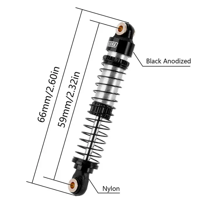 Injora 59Mm Long Threaded Oil Shocks For 1/18 Redcat Ascent-18 Hpi Venture18 2