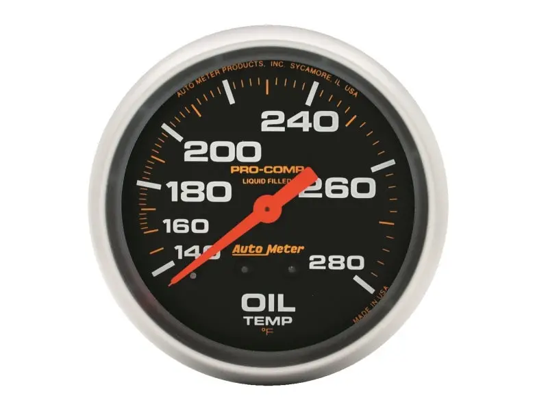 2-5/8" Oil Temperature, 140-280 °F, 12 Ft., Mechanical, Liquid Filled, Pro-Comp 1