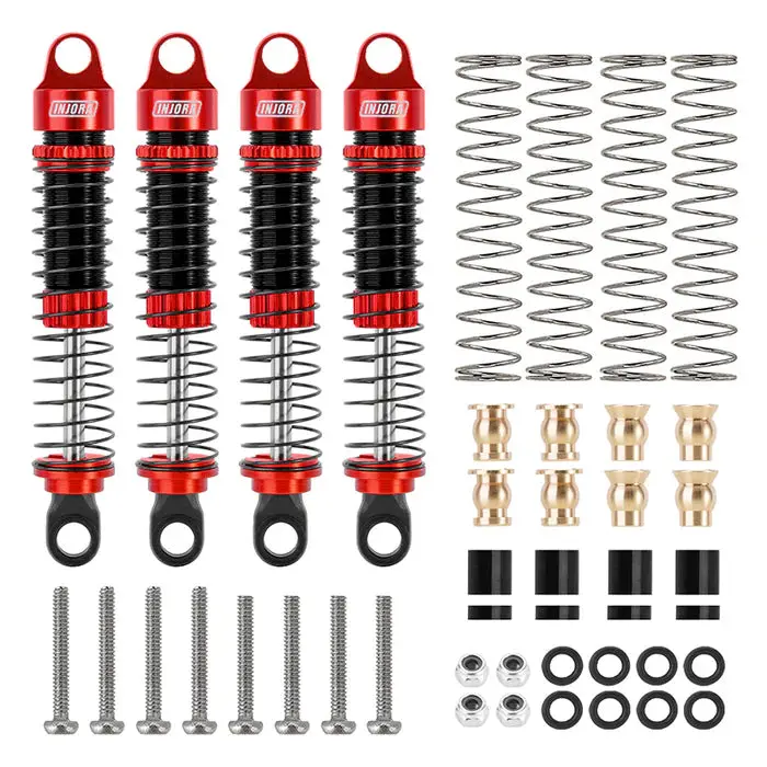 Injora 59Mm Long Threaded Oil Shocks For 1/18 Redcat Ascent-18 Hpi Venture18 - 4Pcs Red 1