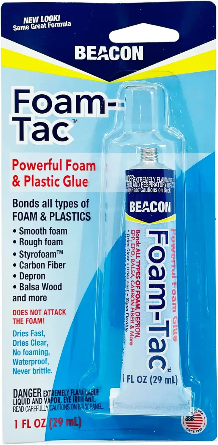 Beacon Foam-Tac  Fast-Drying, Waterproof, Ideal For Foam, Plastics, Balsa Wood, And Carbon Fiber - Perfect For Rc Builders, 1-Ounce 1