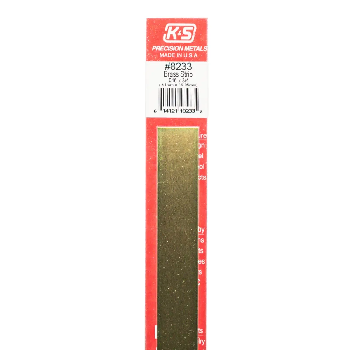 Brass Strip: 0.016" Thick X 3/4" Wide X 12" Long (1 Piece) 1