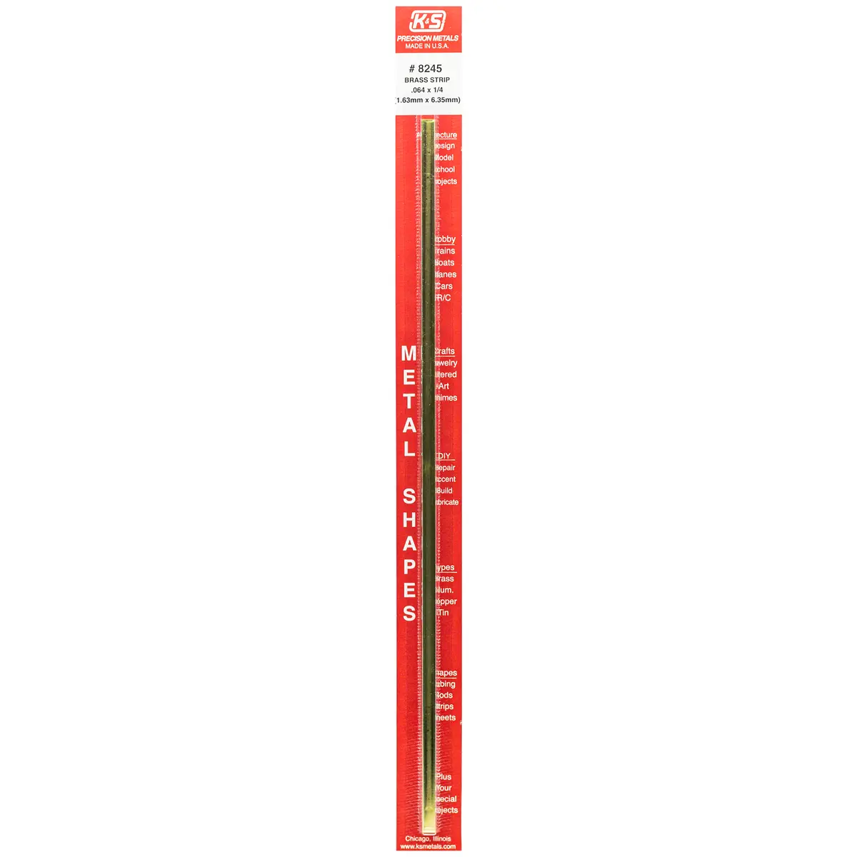 Brass Strip: 0.064" Thick X 1/4" Wide X 12" Long (1 Piece) 1