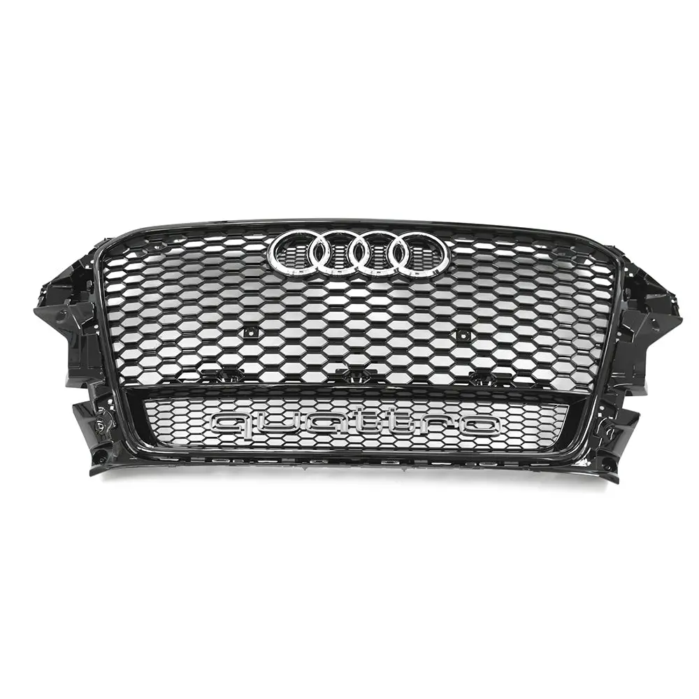 Oem Audi Rs3 Grille For 8V A3/S3 (Pre-Facelift) - Black With Black Surround + Quattro 1