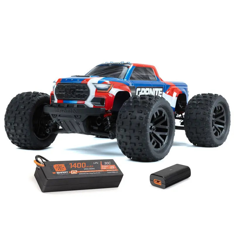 Arrma 1/18 Granite Grom Mega 380 Brushed 4X4 Monster Truck Rtr With Battery & Charger, Blue 1