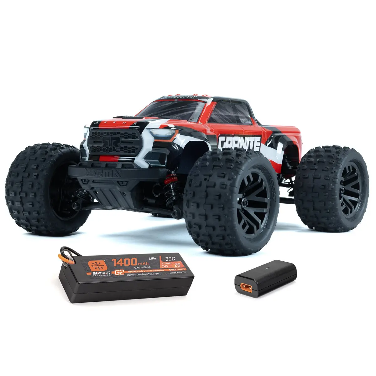 Arrma 1/18 Granite Grom Mega 380 Brushed 4X4 Monster Truck Rtr With Battery & Charger, Red 1