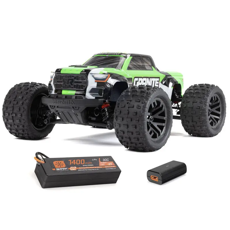 Arrma 1/18 Granite Grom Mega 380 Brushed 4X4 Monster Truck Rtr With Battery & Charger, Green 1