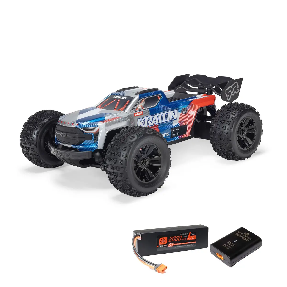Arrma 1/16 Mini Kraton 3S Blx 4X4 Rtr Speed Truck – Red/Blue | W/ Battery & Charger 1