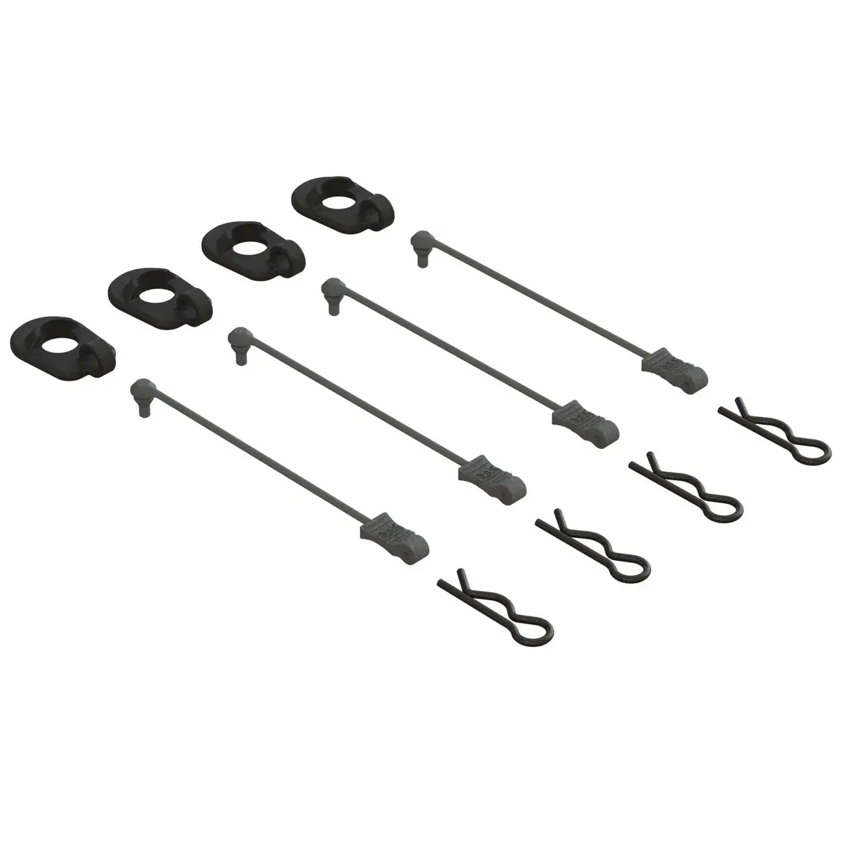 Body Clip Retainers 1/5 Scale (Black, 4) 1