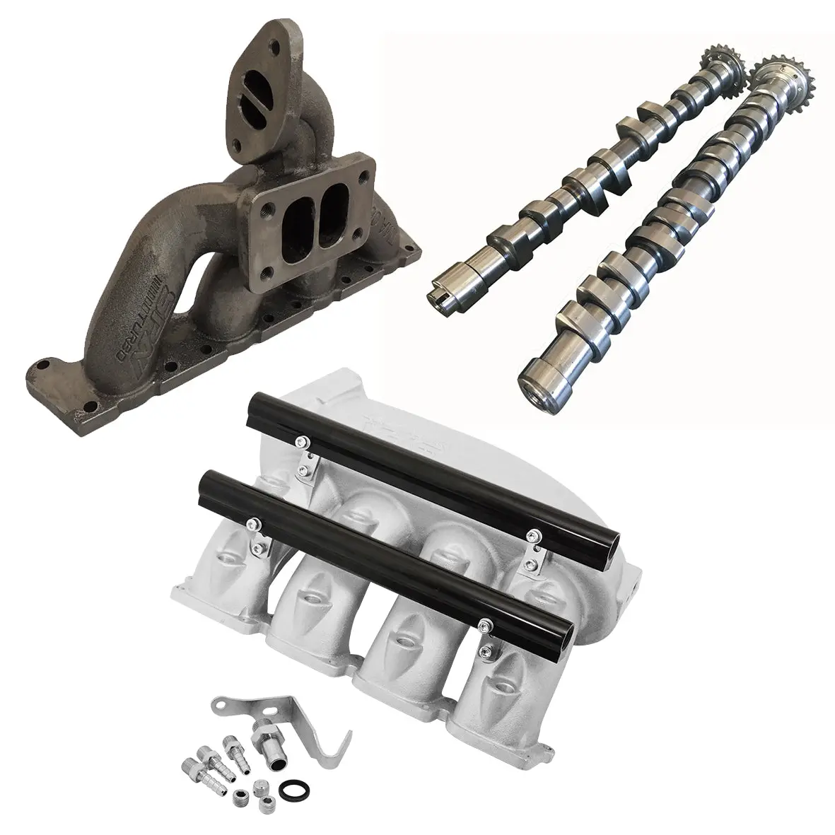 Vw Mkiv Gti T3 Twin Scroll Top Mount Flange Turbocharger Exhaust Manifold + Cast Aluminum Intake Manifold + High Performance Camshaft Set 1