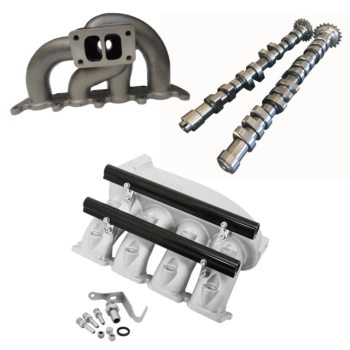 Vw Mkiv Gti T3 Twin Scroll Turbo Manifold + Cast Aluminum Intake Manifold + 252 / 260 High Performance Camshaft Set 1