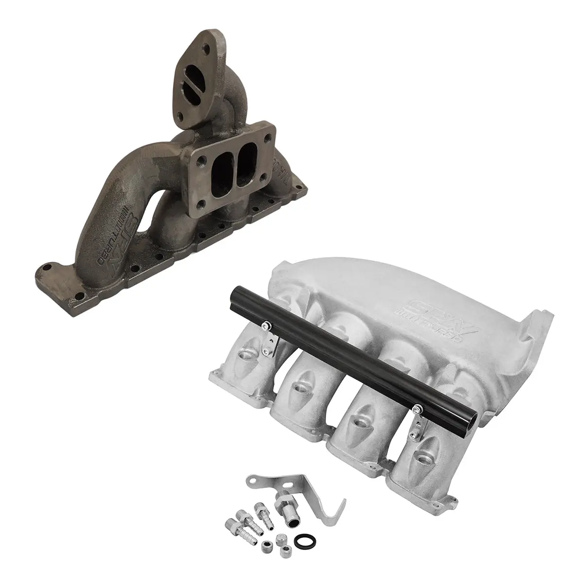 Vw Mkiv Gti T3 Twin Scroll Top Mount Flange Turbocharger Exhaust Manifold + Cast Aluminum Intake Manifold 1