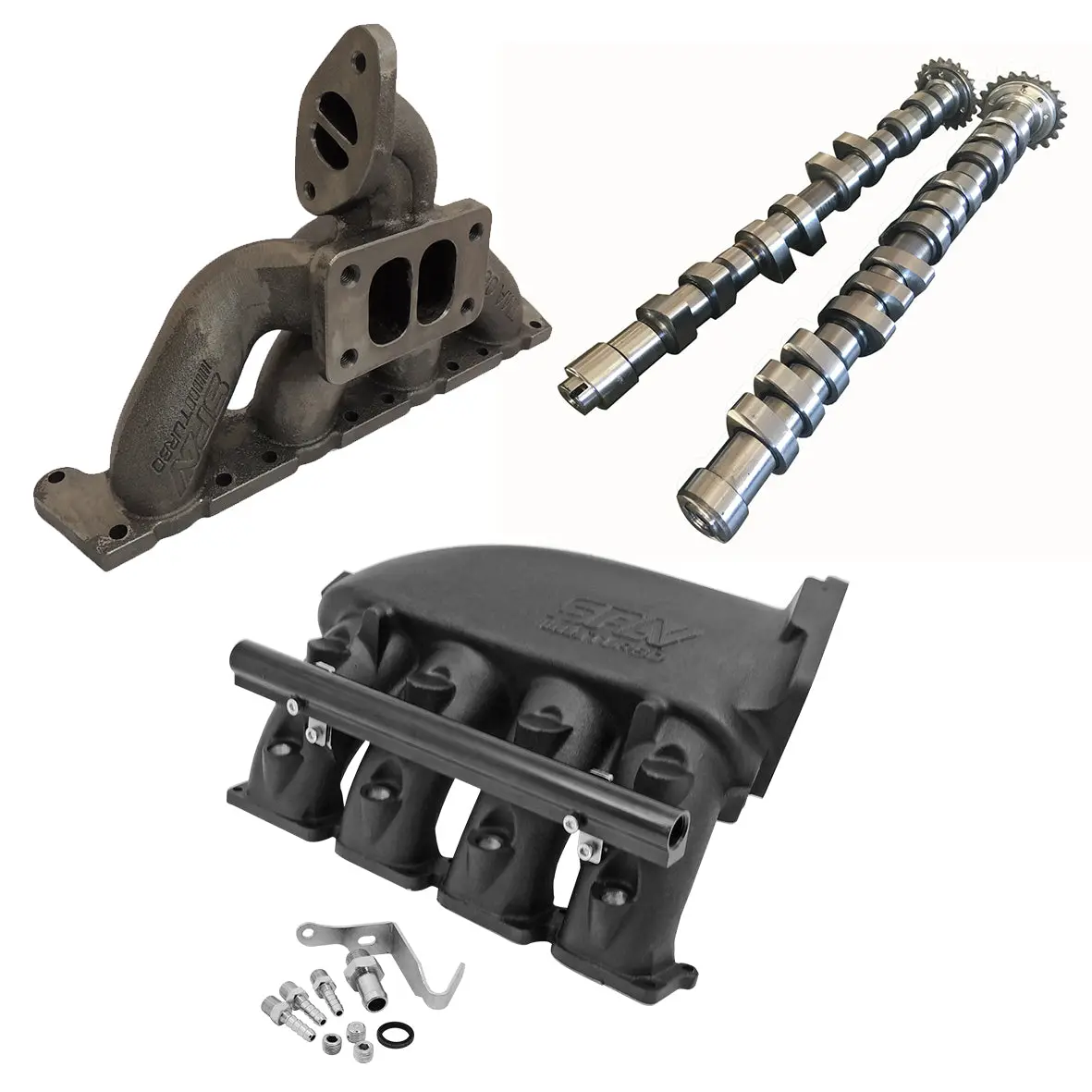 Vw Mkiv Gti T3 Twin Scroll Top Mount Flange Turbocharger Exhaust Manifold + Cast Aluminum Intake Manifold + 252 / 260 High Performance Camshaft Set 1