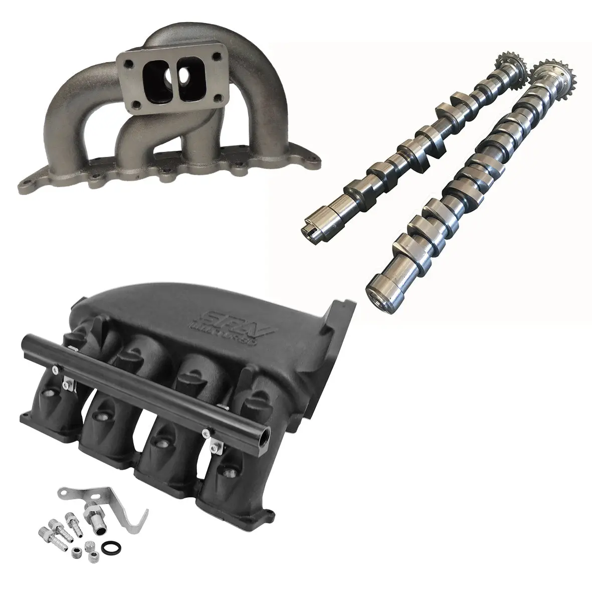 Vw Mkiv Gti T3 Twin Scroll Turbo Manifold + Cast Aluminum Intake Manifold + 252 / 260 High Performance Camshaft Set 1