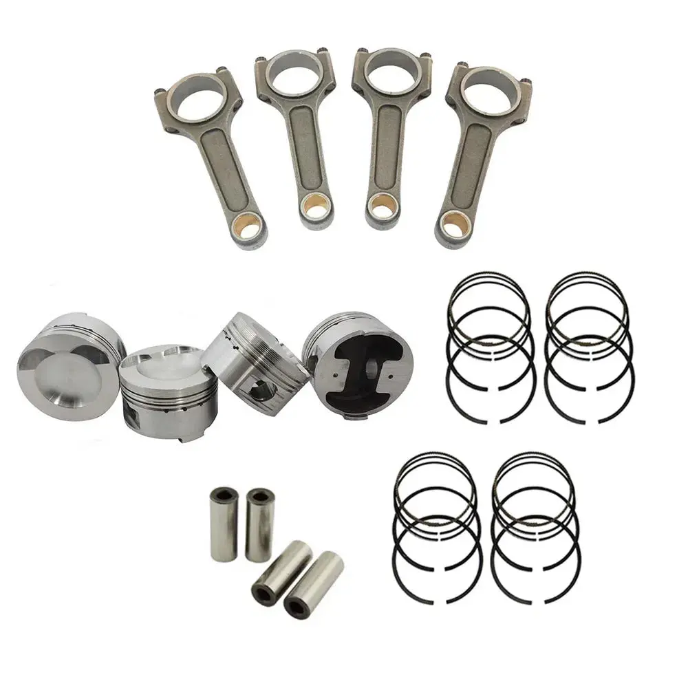 Spa Turbo Forged Piston And Rings Set 83,5Mm Vw/Audi 2.0L Tsi + 144Mm X 20Mm High Performance Steel Basic Connecting Rod Set 3/8" Bolt (600Hp) 1
