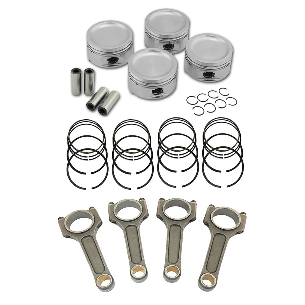Spa Turbo Forged Piston And Rings Set 83Mm Vw Aba 2.0L 8V + Vw 159Mm X 20Mm High Performance Basic Connecting Rod Set 7/16" Bolt (1100Hp) 1