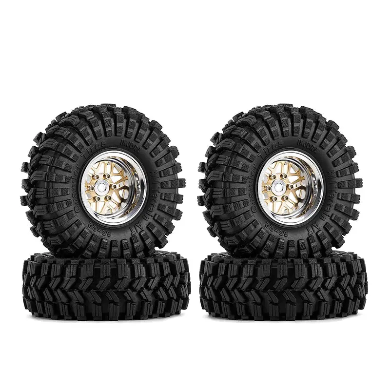 Injora 1.0" 62*22Mm Offset -4.4Mm Beadlock Wheels Tires Set For 1/18 1/24 Rc Crawlers 1