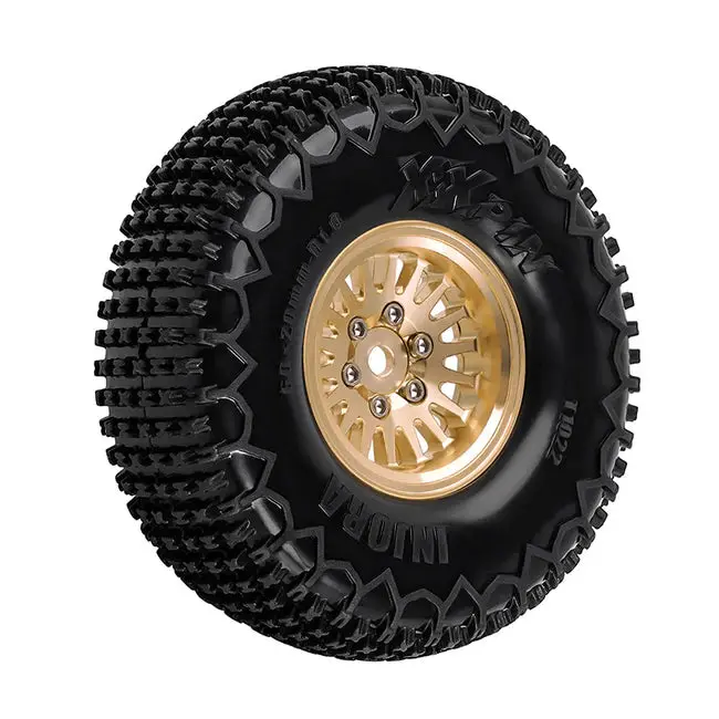 Injora 1.0 Xhx Pin Tires With 1.0 Plus Brass Beadlock Wheels Combo For 1/18 1/24 Rc Crawlers 2