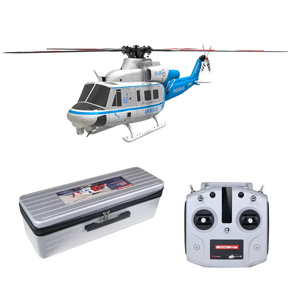 Goosky E2 Uh-1Y Blue/White Gps Helicopter - Rtf With Carrying Case 1