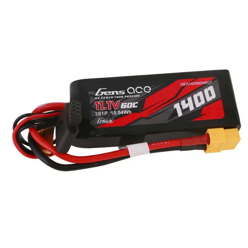 11.1V 1400Mah 3S 60C G-Tech Lipo: Xt60 1