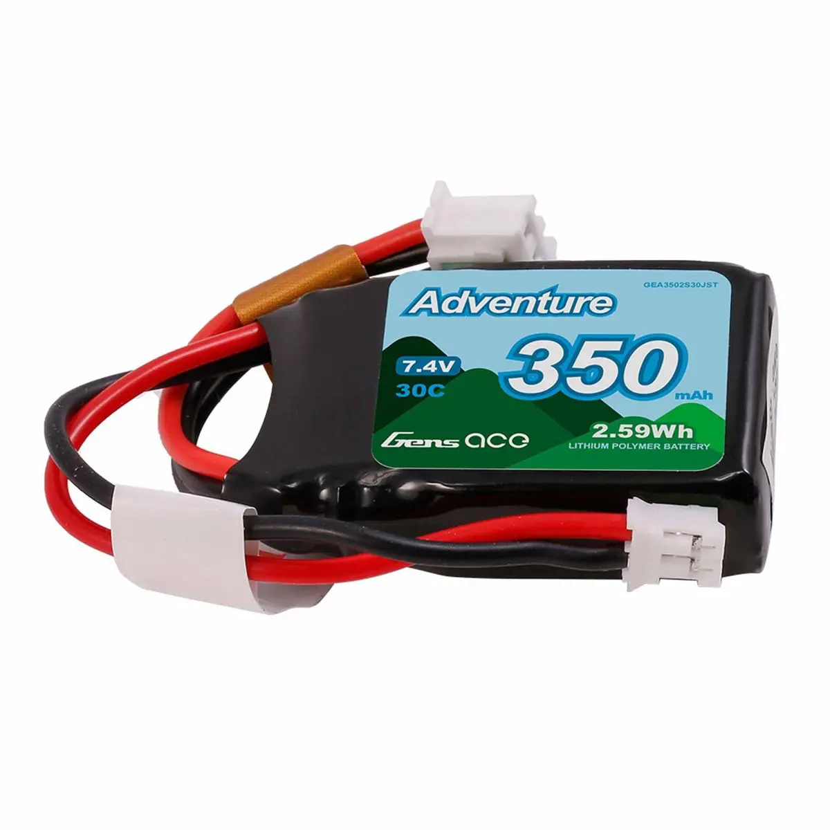 Gens Ace Adventure 350Mah 2S 30C 7.4V Lipo Battery Pack With Jst Plug 1