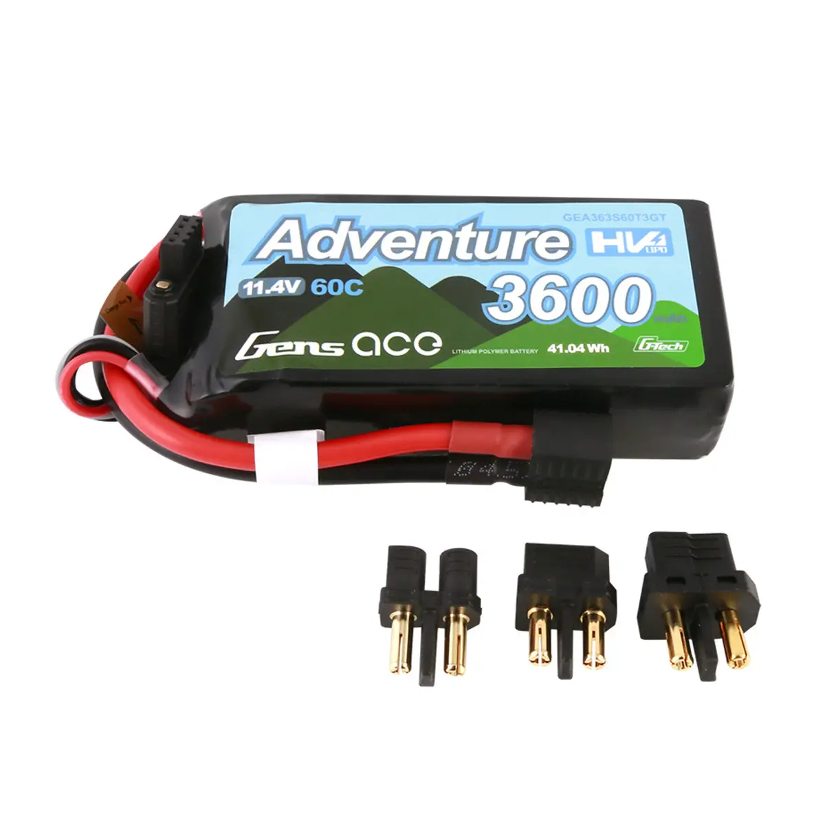Gens Ace Adventure High Voltage 3600Mah 3S1p 11.4V 60C G-Tech Lipo Battery With Deans And Xt60 Adapter 1