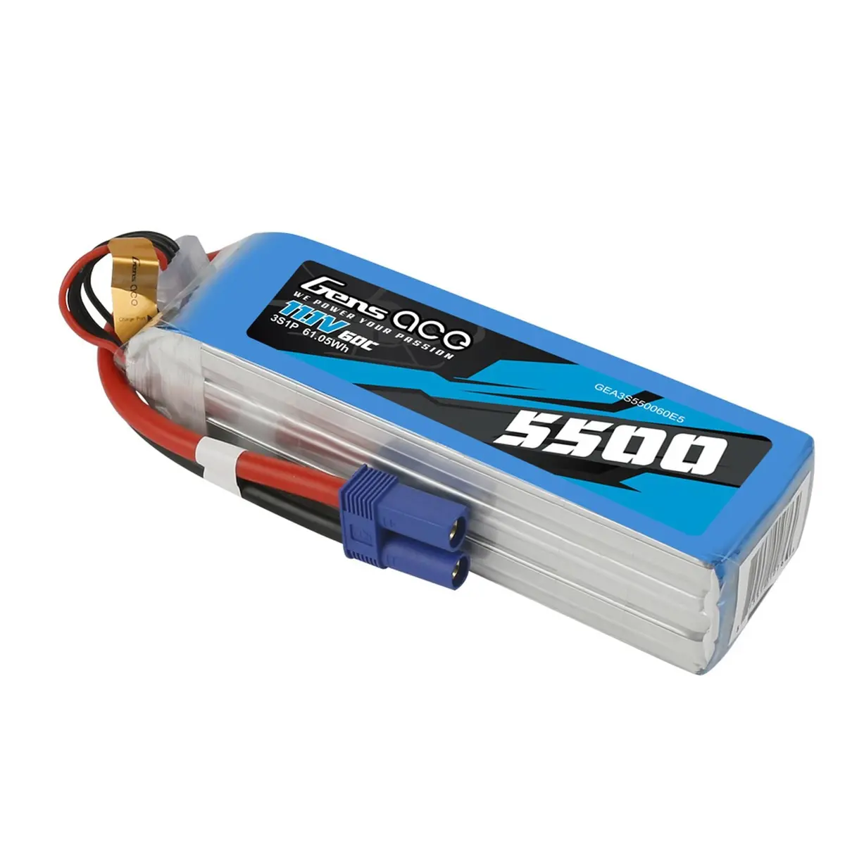 Gens Ace 5500Mah 11.1V 3S1p 60C Lipo Battery Pack With Ec5 Plug 1